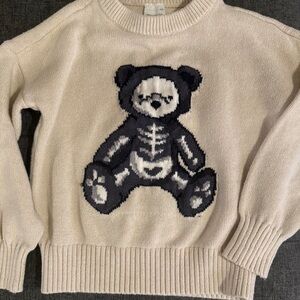 Abercrombie Kids Cream Sweater with Skeleton Bear Design
